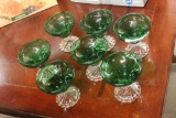 Set of 7 Forest Green Sherbet Glasses