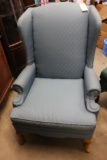 Nice Wing Back Chair In Blue Upholstery