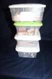 4 PLASTIC BINS OF CRAFT ITEMS
