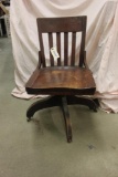 VINTAGE WOODEN DESK CHAIR ON WHEELS