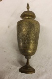 VERY UNUSUAL PAIR OF BRASS URNS, W/LIDS
