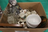 BOX LOT GLASSWARE, POTTERY