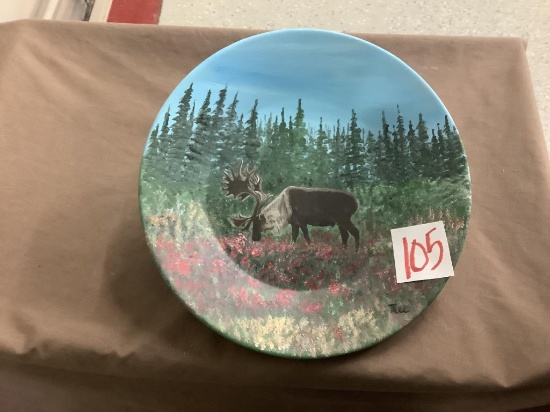 Painted elk metal bowl