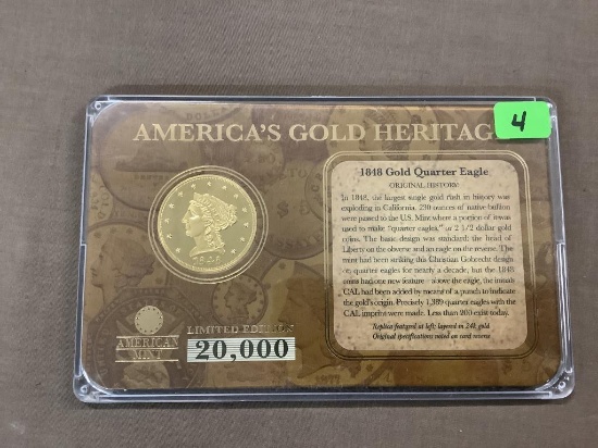 AMERICAS GOLD HERITAGE 1848 CAL. MEDAL