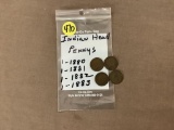 Indian head pennies-1-1880/1-1881/1-1882/1-1883