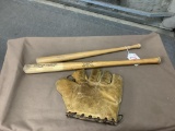 2 Sm wooden bats/ old glove