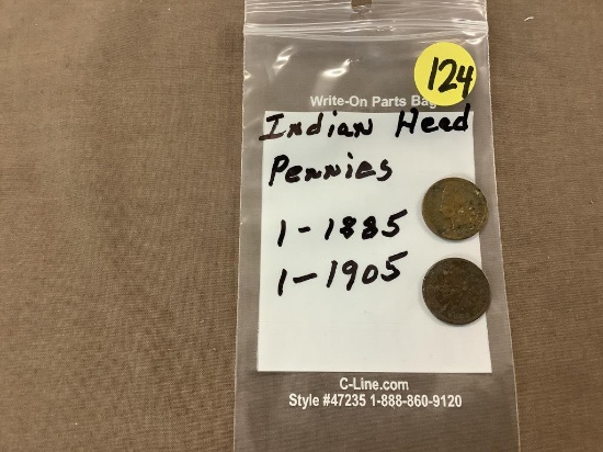 Indian head pennies 1-1885/1-1905
