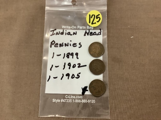 Indian head pennies 1-1899/1-1902/1-1905