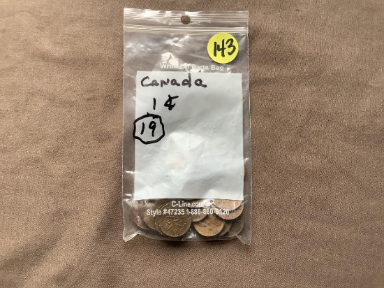 19 Canada pennies