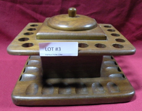WOODEN PIPE/TOBACCO TABLE TOP STAND