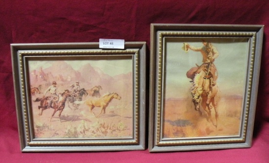 2 VTG. ADAM STYKA FRAMED WESTERN PRINTS - 2 TIMES MONEY