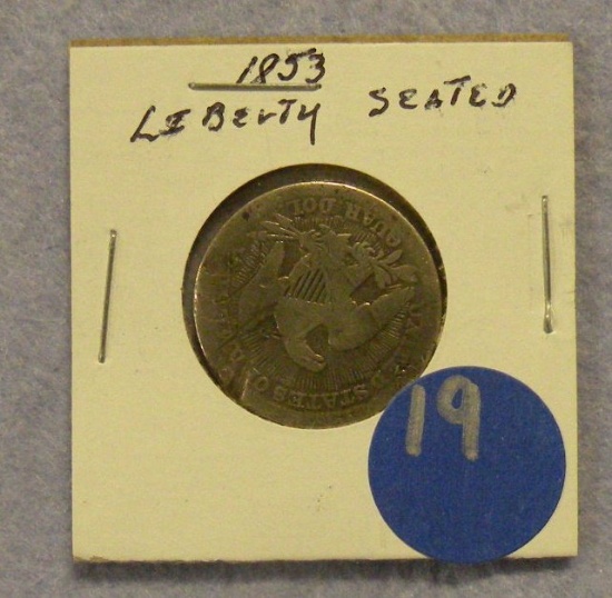 1853 SEATED LIBERTY QUARTER W/ARROWS AND RAYS