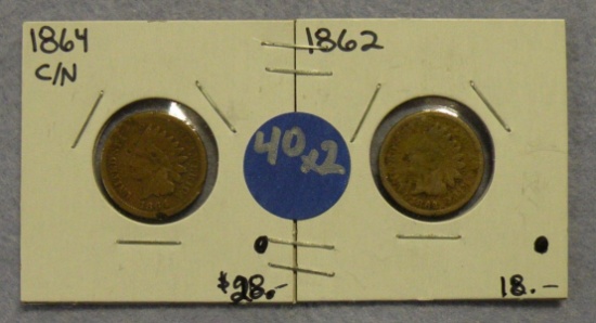 1862, 1864 INDIAN HEAD PENNIES - 2 TIMES MONEY