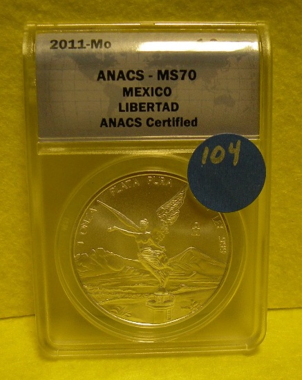 2011-MO MEXICO LIBERTAD ONE OUNCE SILVER SOUND - GRADED MS70