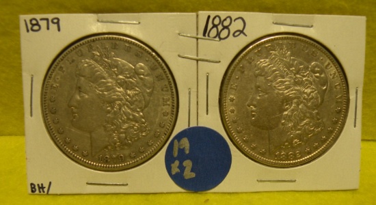 1879, 1882 MORGAN SILVER DOLLARS - 2 TIMES MONEY