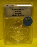 2011-MO MEXICO LIBERTAD ONE OUNCE SILVER SOUND - GRADED MS70