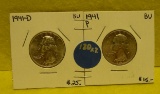 1941, 1941-D SILVER WASHINGTON QUARTERS - 2 TIMES MONEY