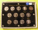 SUSAN B. ANTHONY DOLLAR COLLECTION DISPLAY - 1979-1981, 13 COINS