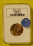 1906-D LIBERTY TEN DOLLAR GOLD COIN - GRADED MS60