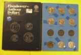 EISENHOWER-ANTHONY DOLLAR BOOK W/18 EISENHOWER, 9 ANTHONY COINS