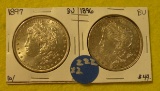 1896, 1897 MORGAN SILVER DOLLARS - 2 TIMES MONEY