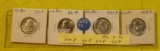 1955, 56, 57, 58 SILVER WASHINGTON QUARTERS - 4 TIMES MONEY