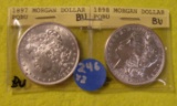 1897, 1898 MORGAN SILVER DOLLARS - 2 TIMES MONEY
