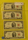 1953, 53-A, 63, 63-A RED SEAL TWO DOLLAR NOTES - 4 TIMES MONEY