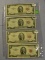 1953, 53-A, 53-B, 53-C TWO DOLLAR NOTES - RED SEAL - 4 TIMES MONEY