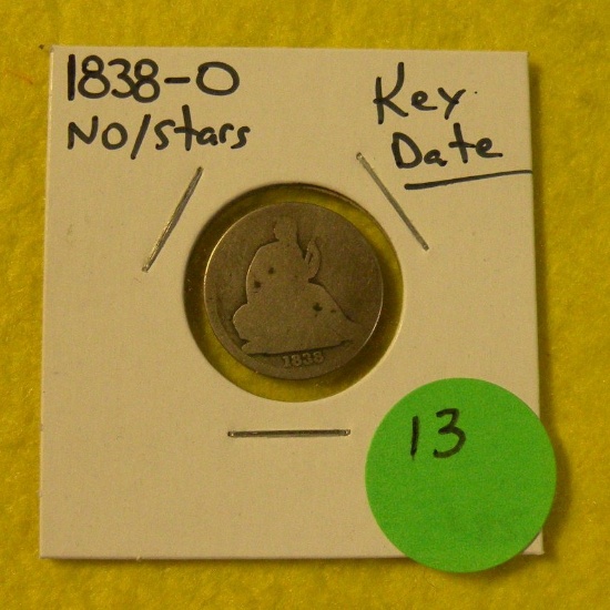 1838-O SEATED LIBERTY DIME - NO STARS
