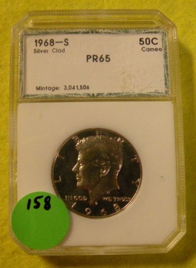 1968-S SILVER CLAD KENNEDY HALF DOLLAR - GRADED PR65 CAMEO