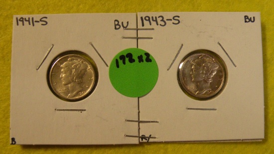 1941-S, 1943-S MERCURY DIMES - 2 TIMES MONEY