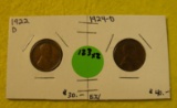 1922-D, 1924-D WHEAT PENNIES - 2 TIMES MONEY