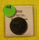 1723 WOODS HIBERNIA HALF PENNY - TYPE TWO