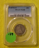 1875-CC TWENTY CENT PIECE - GRADED VG-08