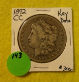 1892-CC MORGAN SILVER DOLLAR - KEY DATE