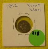 1852 SILVER THREE CENT PIECE