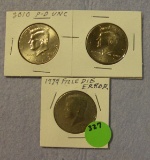 1979 FILLED DIE ERROR, 2010 P-D KENNEDY HALF DOLLARS