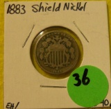 1883 FIVE CENT SHIELD NICKEL