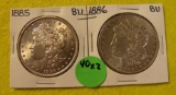 1885, 1886 MORGAN SILVER DOLLARS - 2 TIMES MONEY