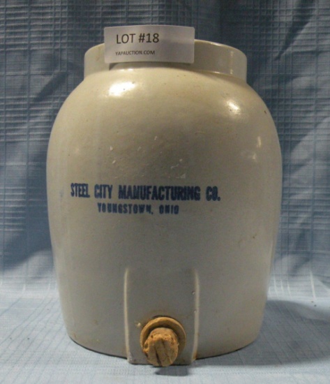 STEEL CITY MANUFACTURING CO. STONEWARE CROCK DRINK DISPENSER