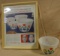 ANCHORGLASS FRAMED AD, FIRE KING TULIP MIXING BOWL