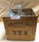 WOOD TEA BOX WITH 10 GLASS BOTTLES