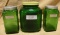 3 VTG GREEN GLASS CANISTERS
