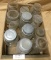 PRIMITIVE WOOD CRATE W/14 CANNING JARS