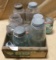 WOOD FRUIT CRATE W/9 CANNING JARS