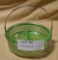GREEN VASELINE GLASS DIVIDIED DISH W/CARRIER