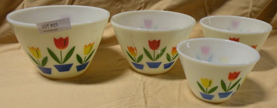 SET OF 4 NESTED FIRE KING MIXING BOWLS