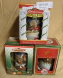 3 BUDWEISER HOLIDAY STEINS W/BOXES - 1998, 2001, 2004 - 3 TIMES MONEY