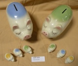 VTG. CERAMIC PIG COIN BANK FAMILY